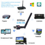 600Mbps Dual Band 2.4/5Ghz Wireless USB WiFi Network Adapter Antenna 802.11