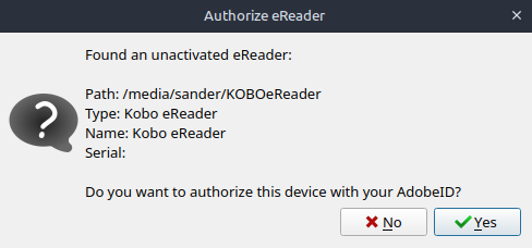Authorize e-reader via Calibre